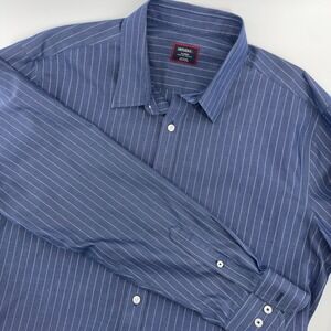 UNTUCKit Mens‎ XL Blue Pinstripe Wrinkle Free Regular Fit Button Down Shirt